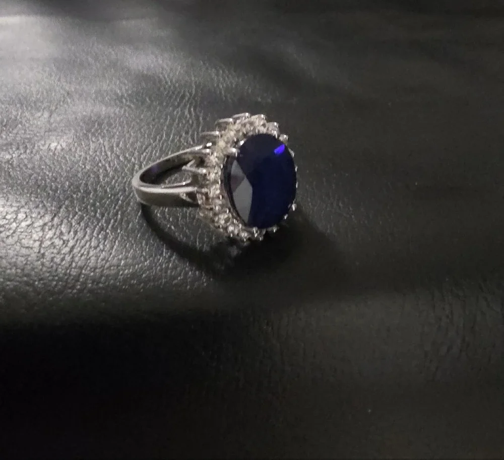 Classic 925 And Sapphire Oval Halo Ring - Women's Jewelry